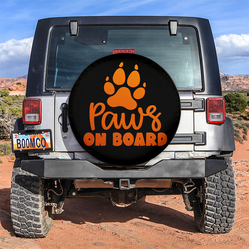 Paw On Board Orange Car Spare Tire Covers Gift For Campers