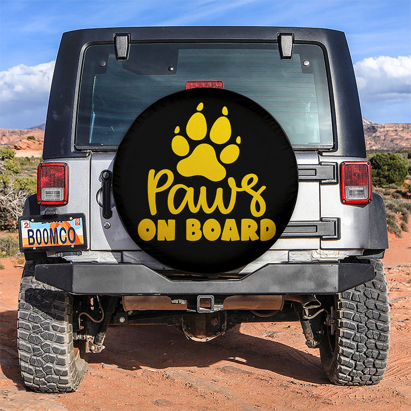 Paw On Board Yellow Car Spare Tire Covers Gift For Campers