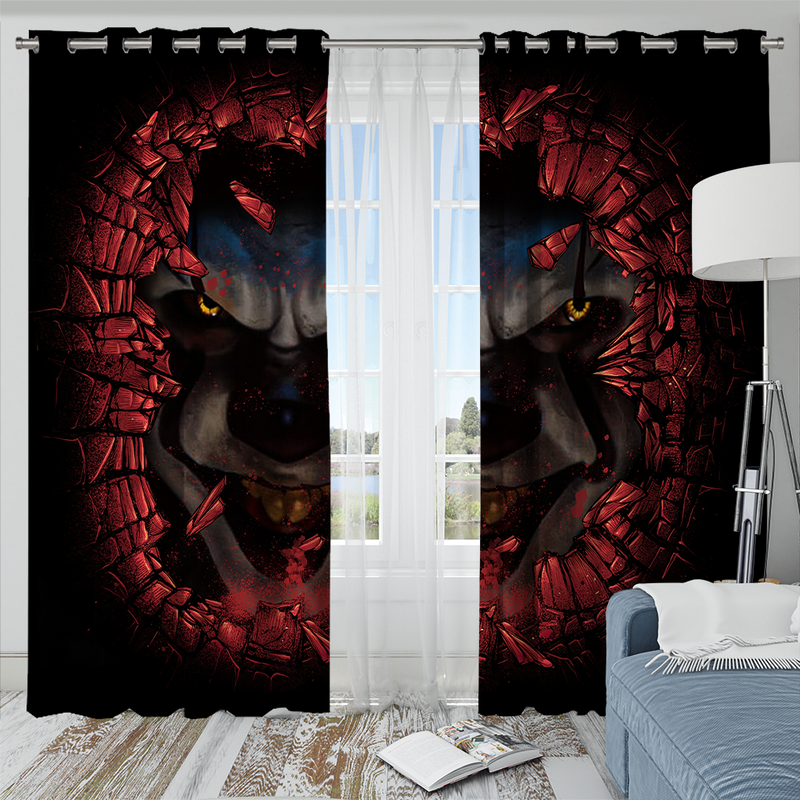 Pennywise It Horror Break Wall Window Curtain