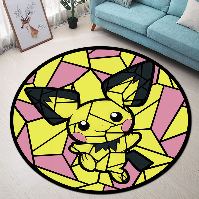 Pichu Stained Glass Round Rug