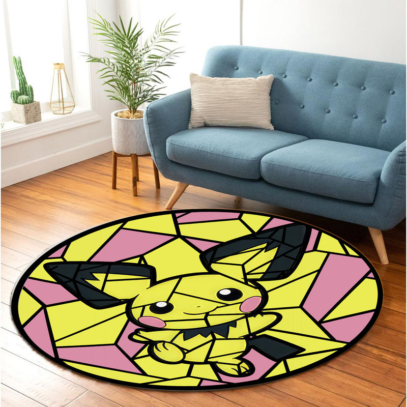 Pichu Stained Glass Round Rug