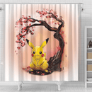 Pikachu Cherry Blossom Japan Shower Curtain