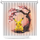 Pikachu Cherry Blossom Japan Shower Curtain