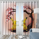 Pikachu Cherry Blossom Window Curtain
