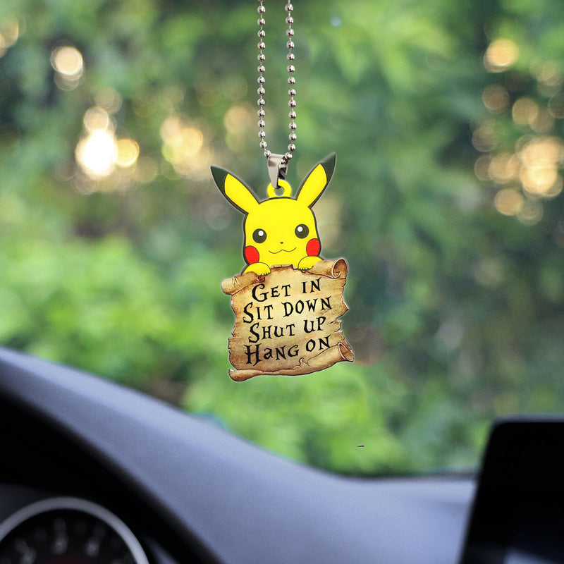 Pikachu Pokemon Get In Sit Down Shut Up Hang On Car Ornament Custom Car Accessories Decorations
