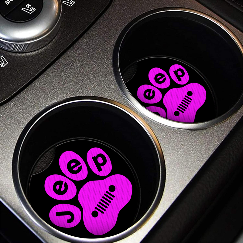 Pink Jeep Paw Car Coasters Auto Cup Holder