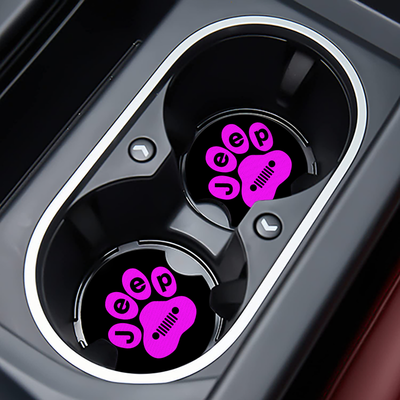 Pink Jeep Paw Car Coasters Auto Cup Holder