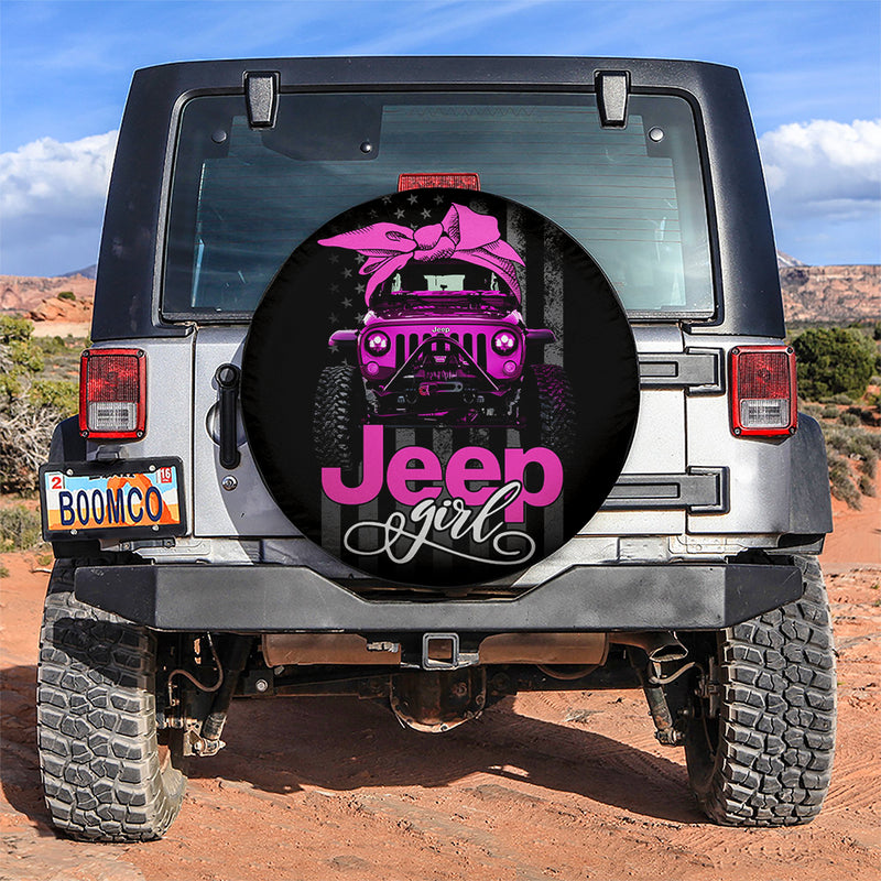 Pink Jeep Girl Car Spare Tire Covers Gift For Campers