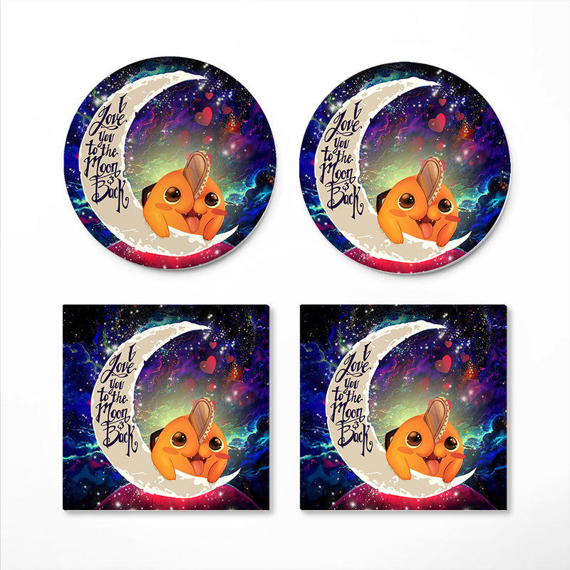 Pochita Chainsaw Man Anime Love You To The Moon Galaxy Ceramic Drink Coasters