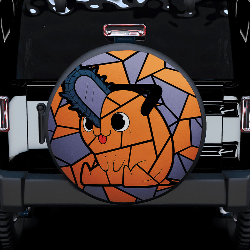 Pochita Chainsaw Man Stained Glass Car Spare Tire Cover