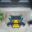 Mega Charizard X Pikachu Pixel Custom Shape Rubber Doormat Home Decor