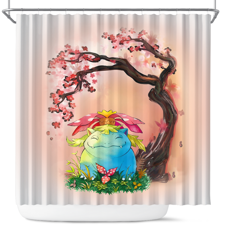 Pokemon Venusaur Cherry Blossom Japan Shower Curtain