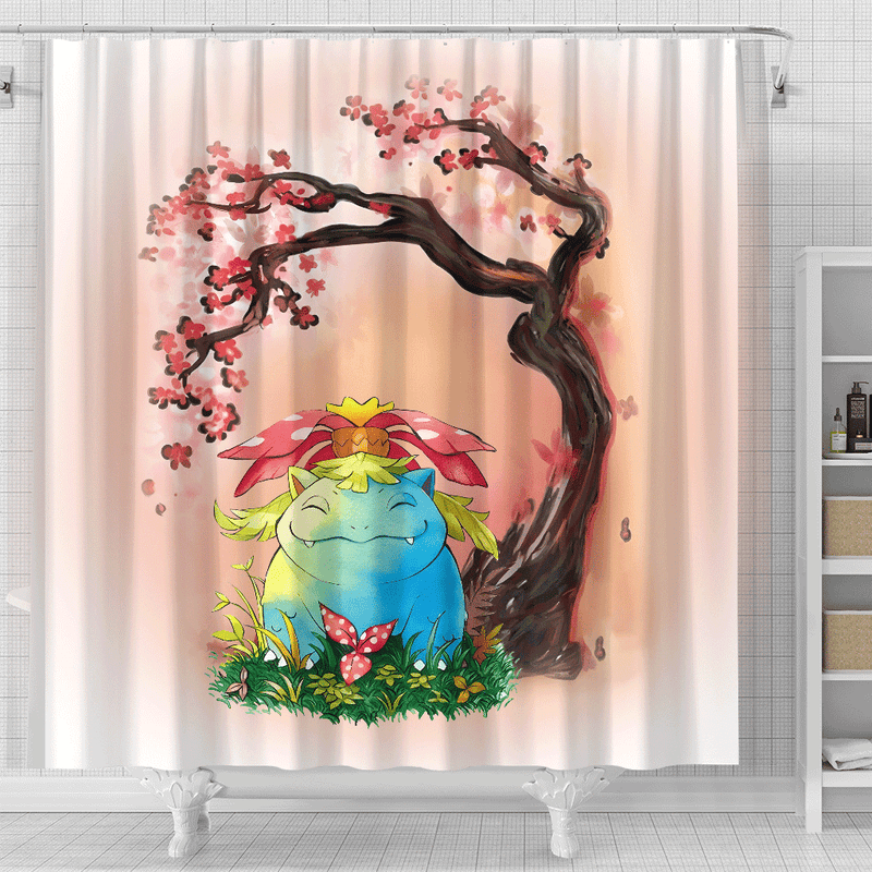 Pokemon Venusaur Cherry Blossom Japan Shower Curtain