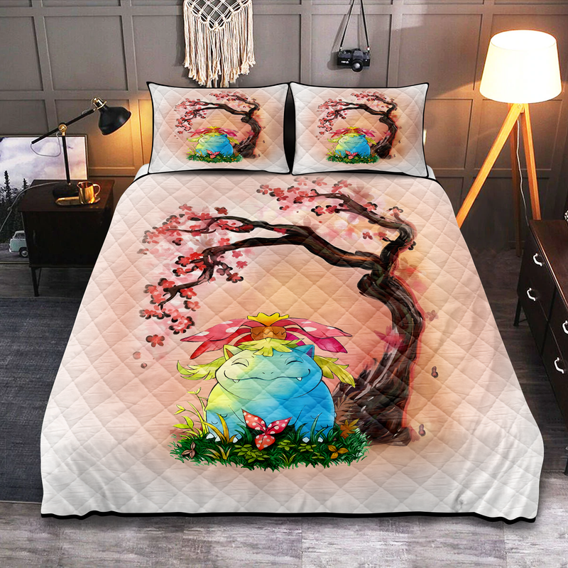 Venusaur Cherry Blossom Quilt Bed Sets