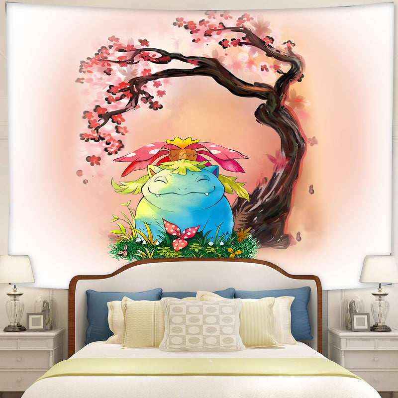Venusaur Cherry Blossom Tapestry Room Decor