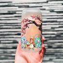 Gen 1 Bulbasaur Charmander Squirtle Japan Style Cherry Blossom Glass Can