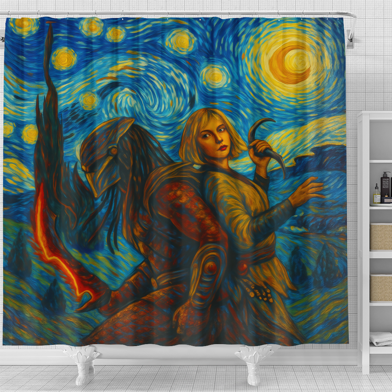 Predator Badlands Dek And Thia Starry Night Shower Curtain