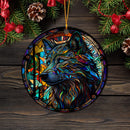 Wolf Stained Glass Mica Ornament Perfect Gift For Holiday