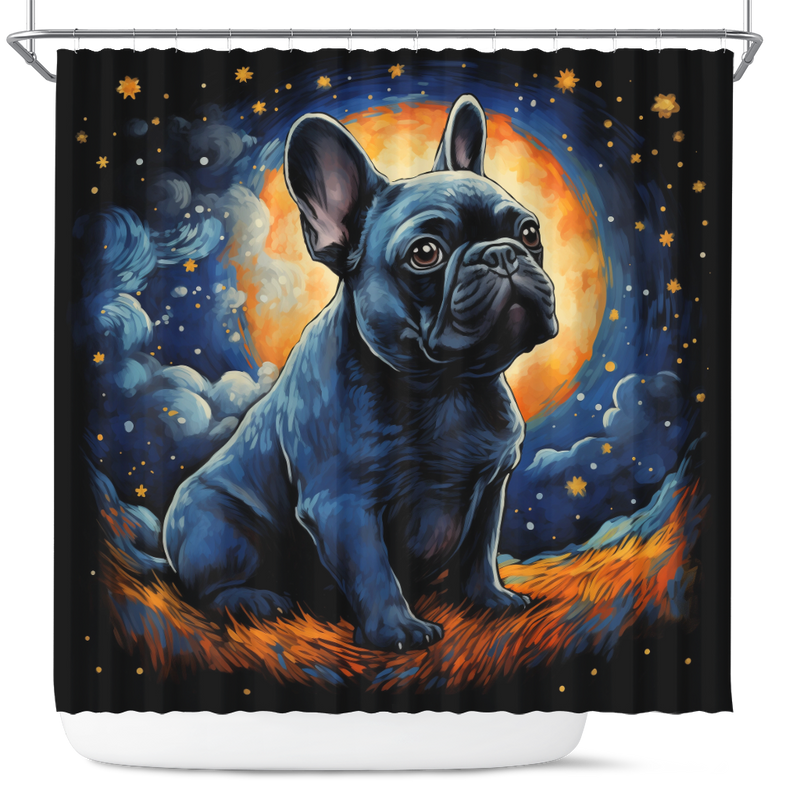 Pug Dog Starry Night Shower Curtain
