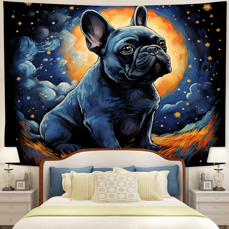 Pug Starry Night Tapestry Room Decor