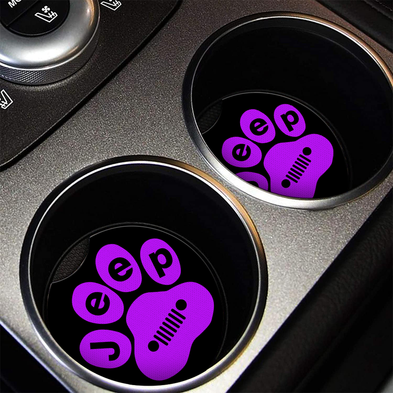 Purple Jeep Paw Car Coasters Auto Cup Holder