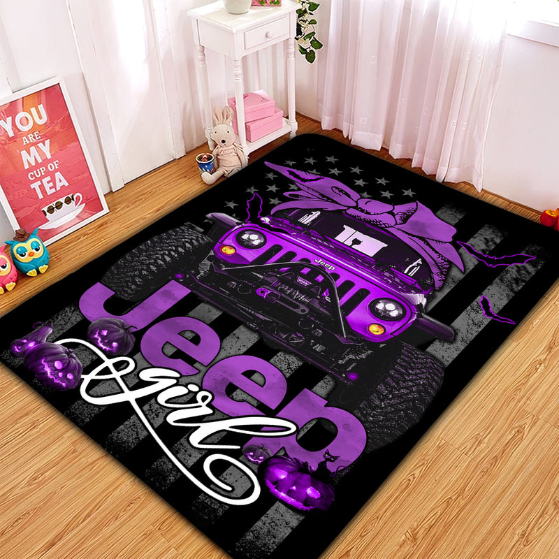 Purple Jeep Girl Halloween Carpet Rug Home Room Decor