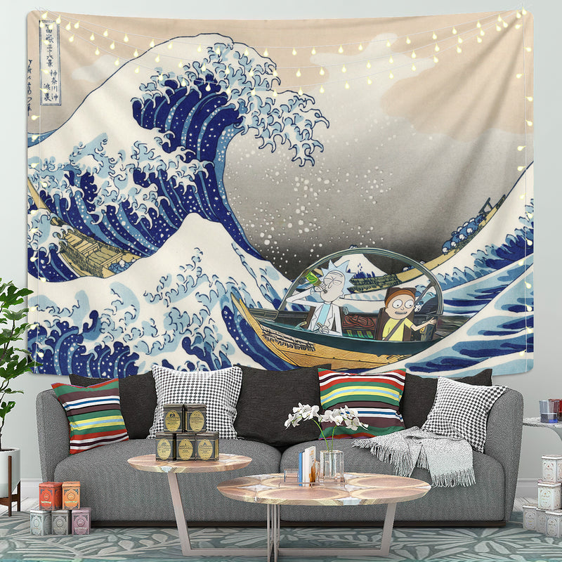Rick And Morty The Great Wave Tapestry Room Decor