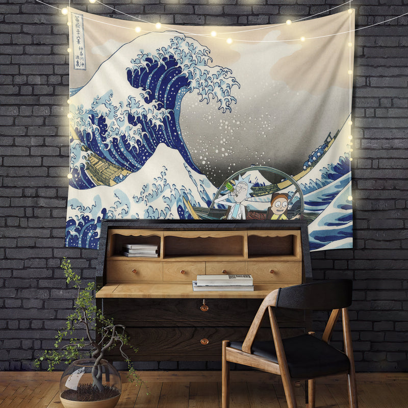 Rick And Morty The Great Wave Tapestry Room Decor