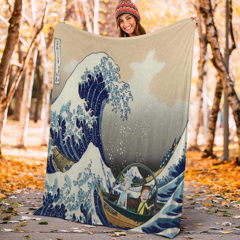 Rick And Morty The Great Wave Premium Blanket