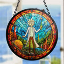 Rick And Morty Round Stained Glass Window Hanging Panel Suncatcher
