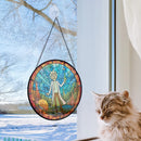 Rick And Morty Round Stained Glass Window Hanging Panel Suncatcher