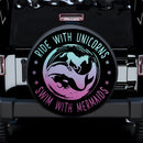 Ride With Unicorn Swim With Mermaid Car Spare Tire Cover