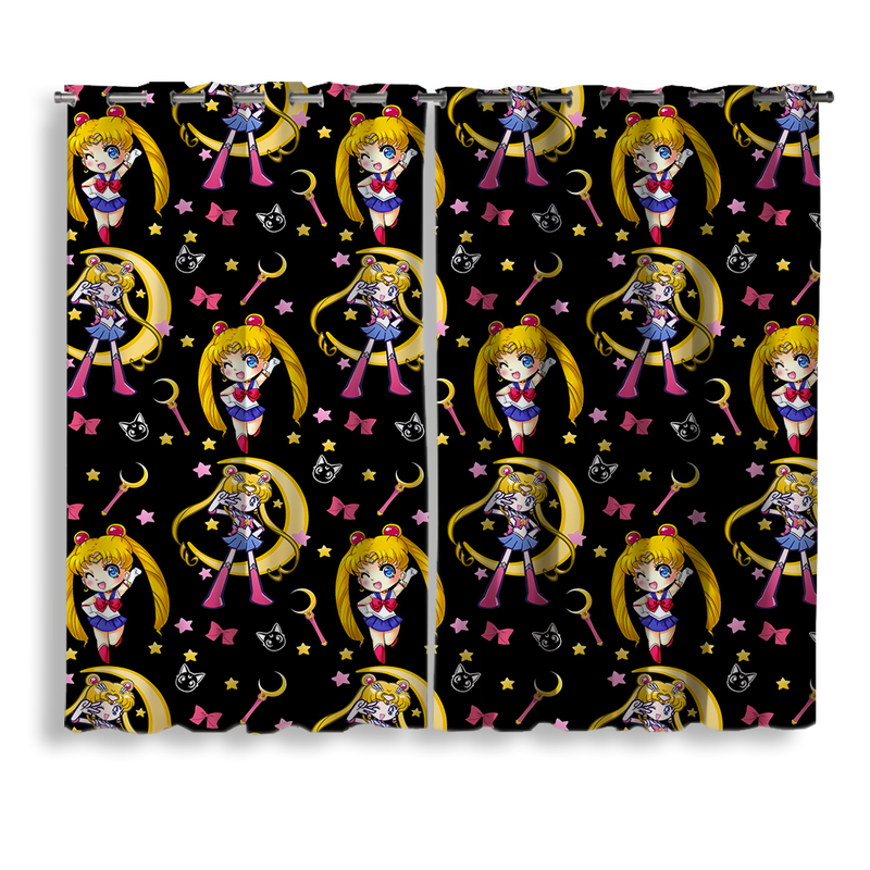 Sailor Moon Cute Chibi Window Curtain