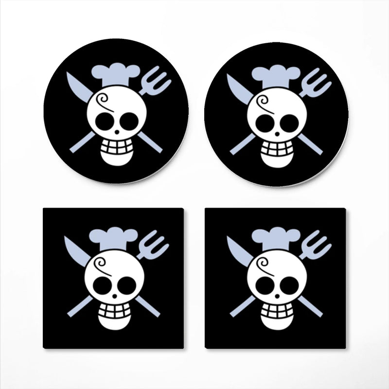 Sanji One Piece Icon Skull Ceramic Drink Coasters