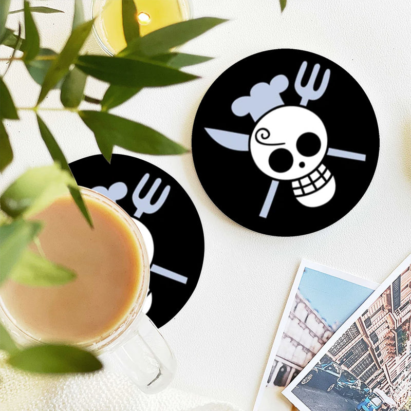 Sanji One Piece Icon Skull Ceramic Drink Coasters