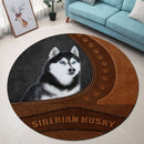 Siberian Hussky Dog Round Rug