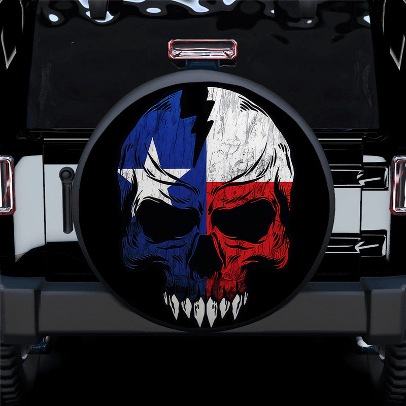 Skull Texas Flag Car Spare Tire Cover