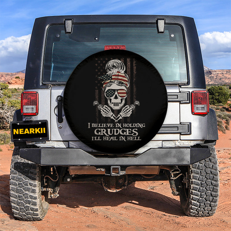 Skull Jeep Girl US I Believe In Holding Grudges Car Spare Tire Covers Gift For Campers