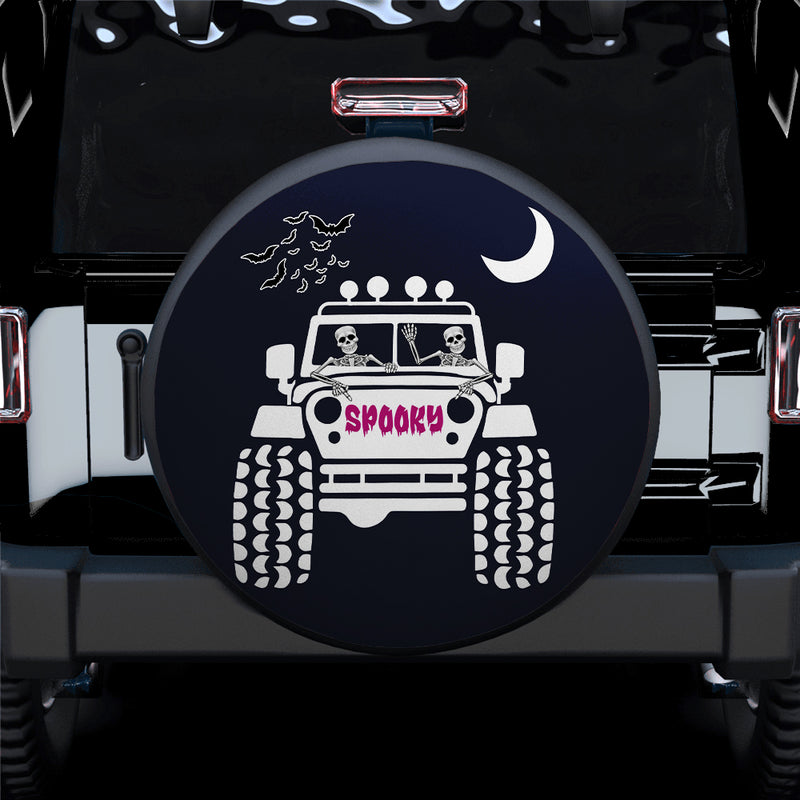 Funny Halloween Skull Riding Jeep Car Spare Tire Covers Gift For Campers