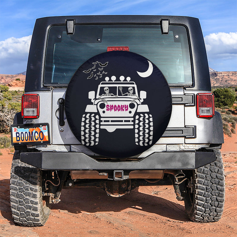 Funny Halloween Skull Riding Jeep Car Spare Tire Covers Gift For Campers