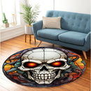 Skull Stained Glass Round Rug