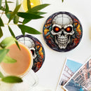 Skull Christmas Stained Glass Drink Coasters