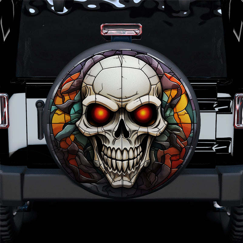 Skull Stained Glass Car Spare Tire Cover