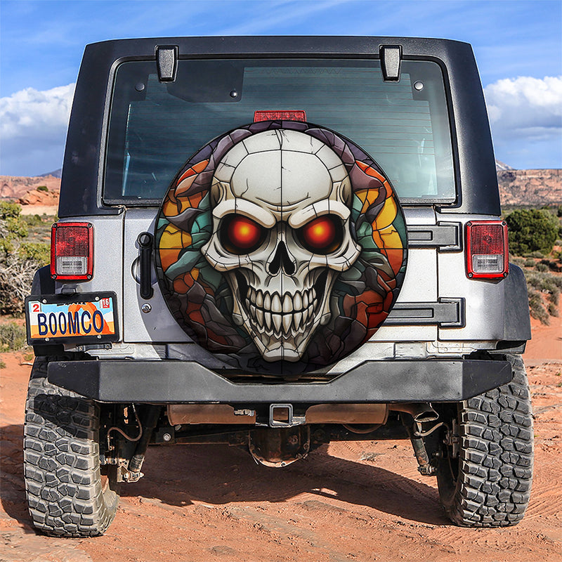 Skull Stained Glass Car Spare Tire Cover