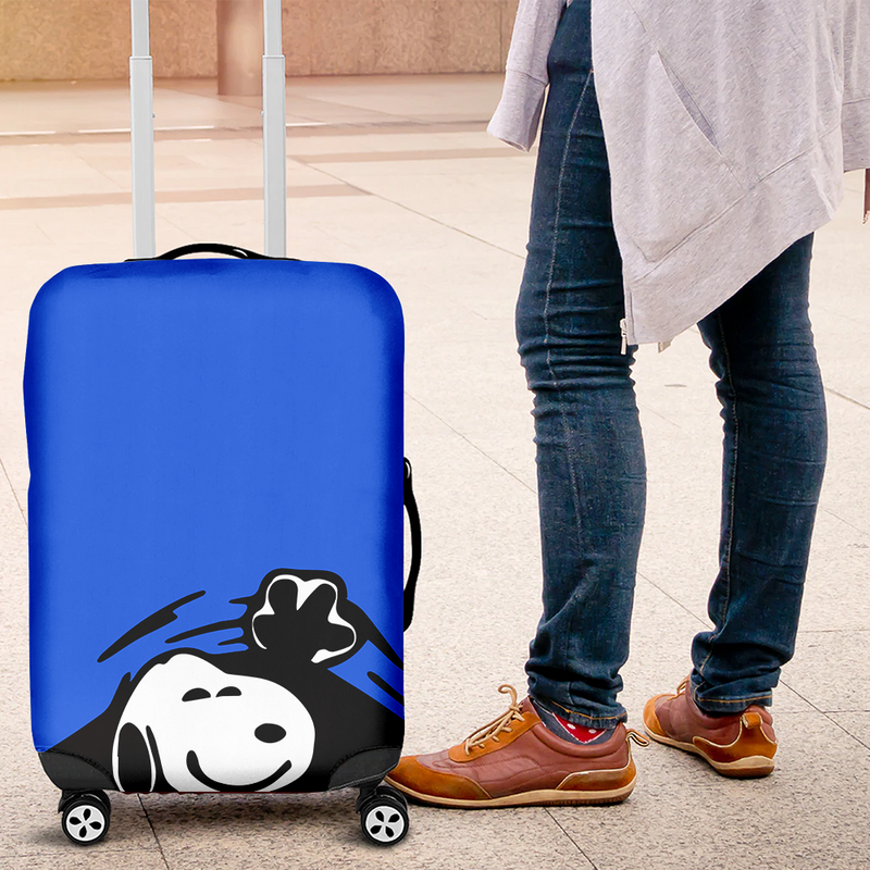 Snoopy Hidding Blue Luggage Cover Suitcase Protector