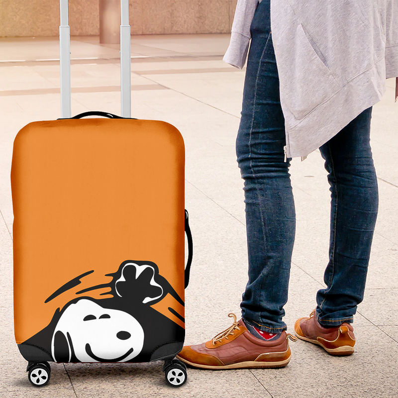 Snoopy Hidding Orange Luggage Cover Suitcase Protector