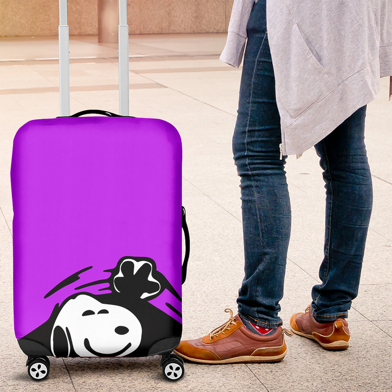 Snoopy Hidding Purple Luggage Cover Suitcase Protector