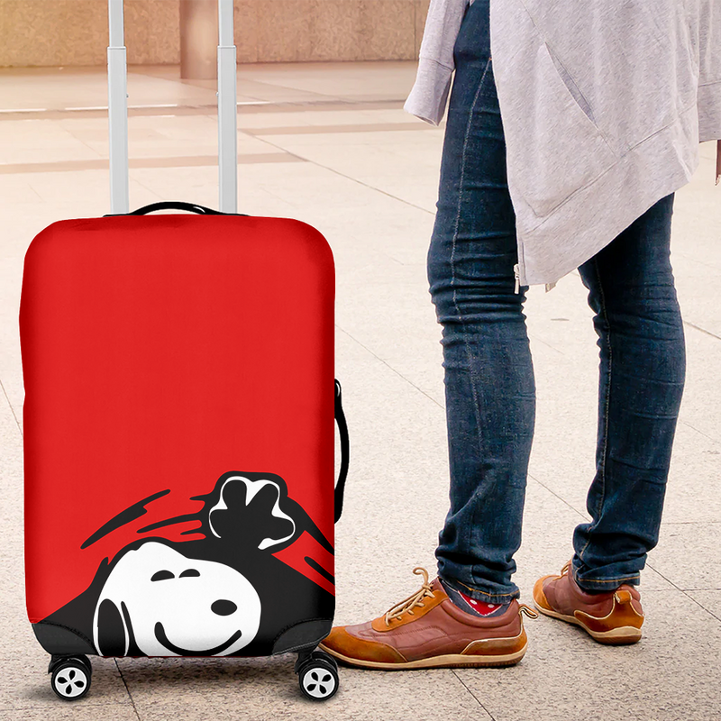 Snoopy Hidding Red Luggage Cover Suitcase Protector