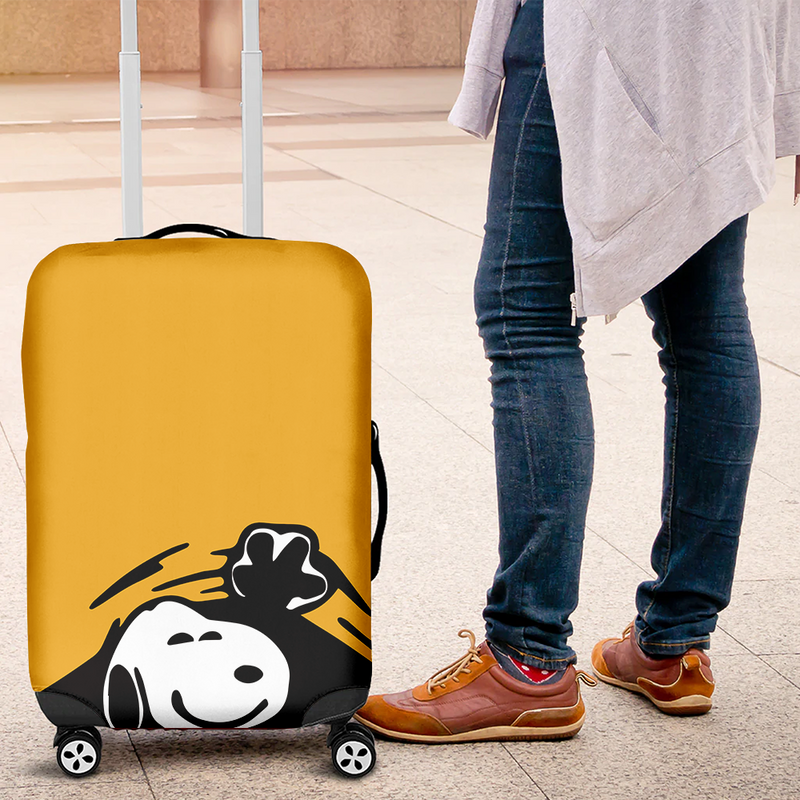 Snoopy Hidding Yellow Luggage Cover Suitcase Protector