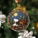 Camping Snoopy Stained Glass Ornament
